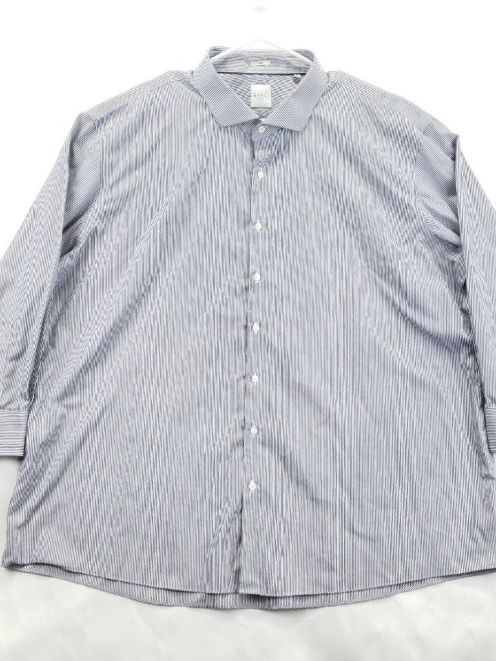 Enro Shirt Mens 4XL Blue White Striped 100’s Cotton Long Sleeve Button-Up